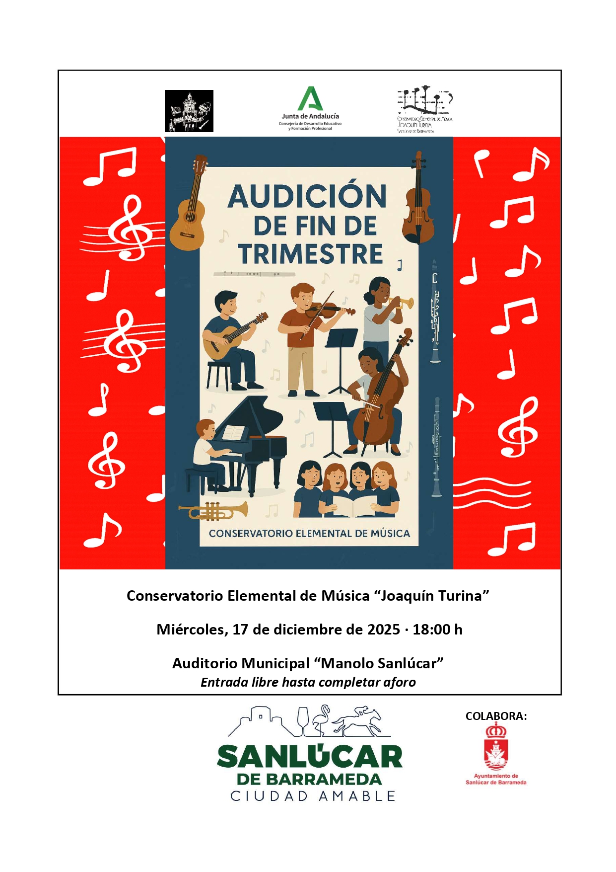 Audición fin de trimestre a cargo del Conservatorio Elemental de Música Joaquín Turina