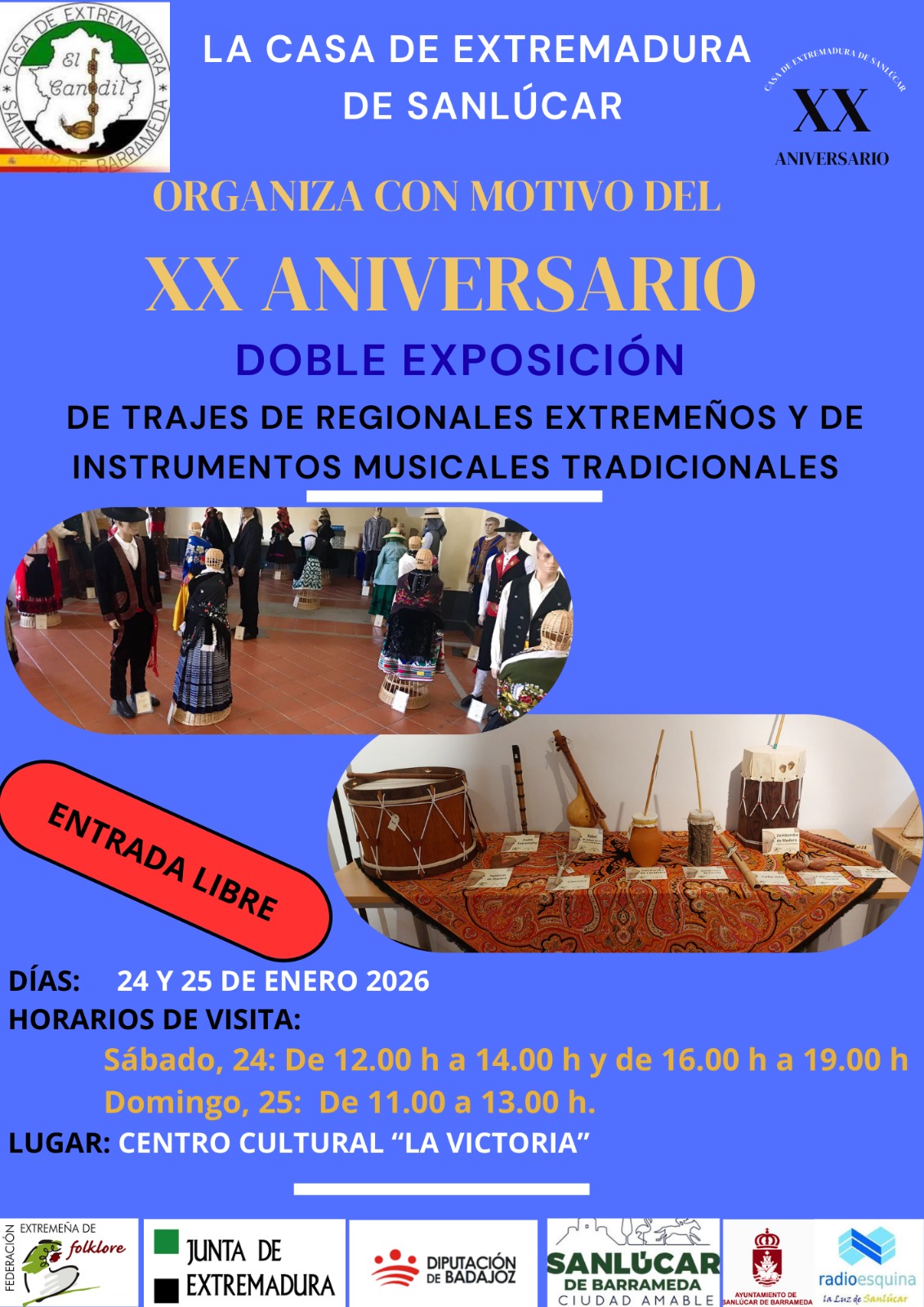 Exposiciones de trajes y de instrumentos musicales tradicionales con motivo del XX aniversario de la Casa de Extremadura