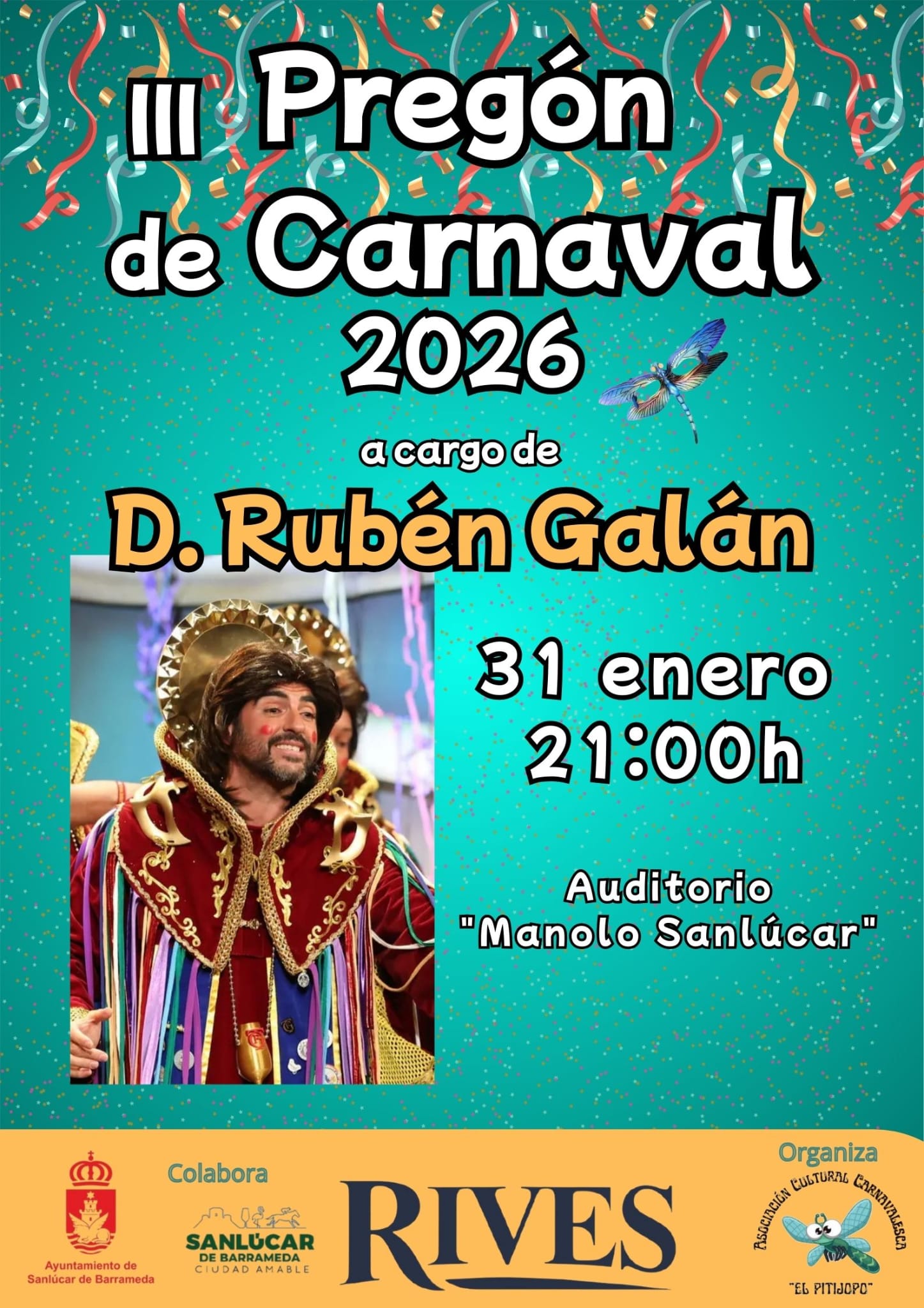 III Pregón Carnaval de 2026 a cargo de D. Rubén Galán