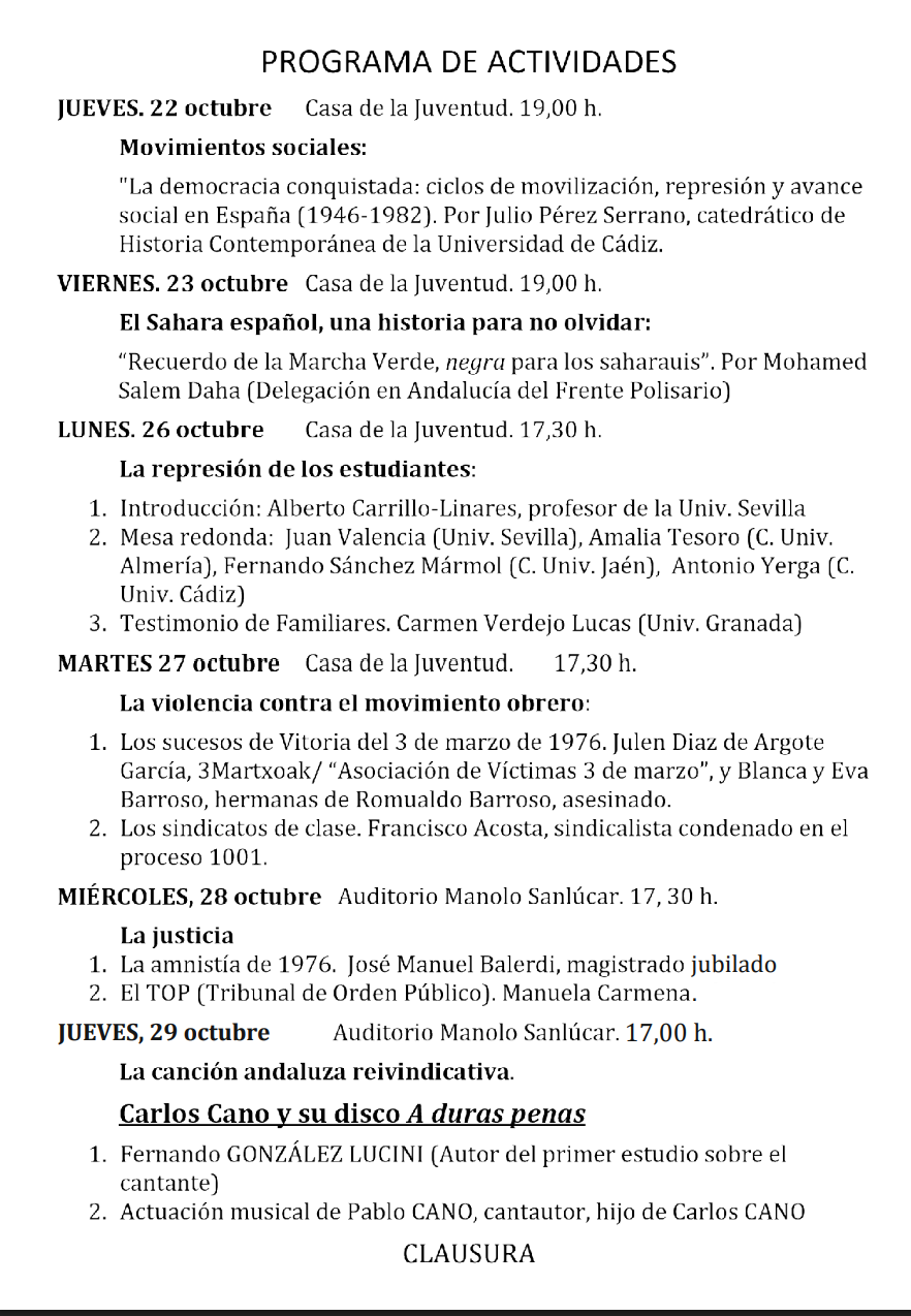 VI Jornadas de Memoria Democrática 'La represión de los estudiantes'